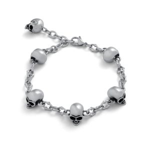 Skull Charm "Cathedral" Spiked Link Bracelet